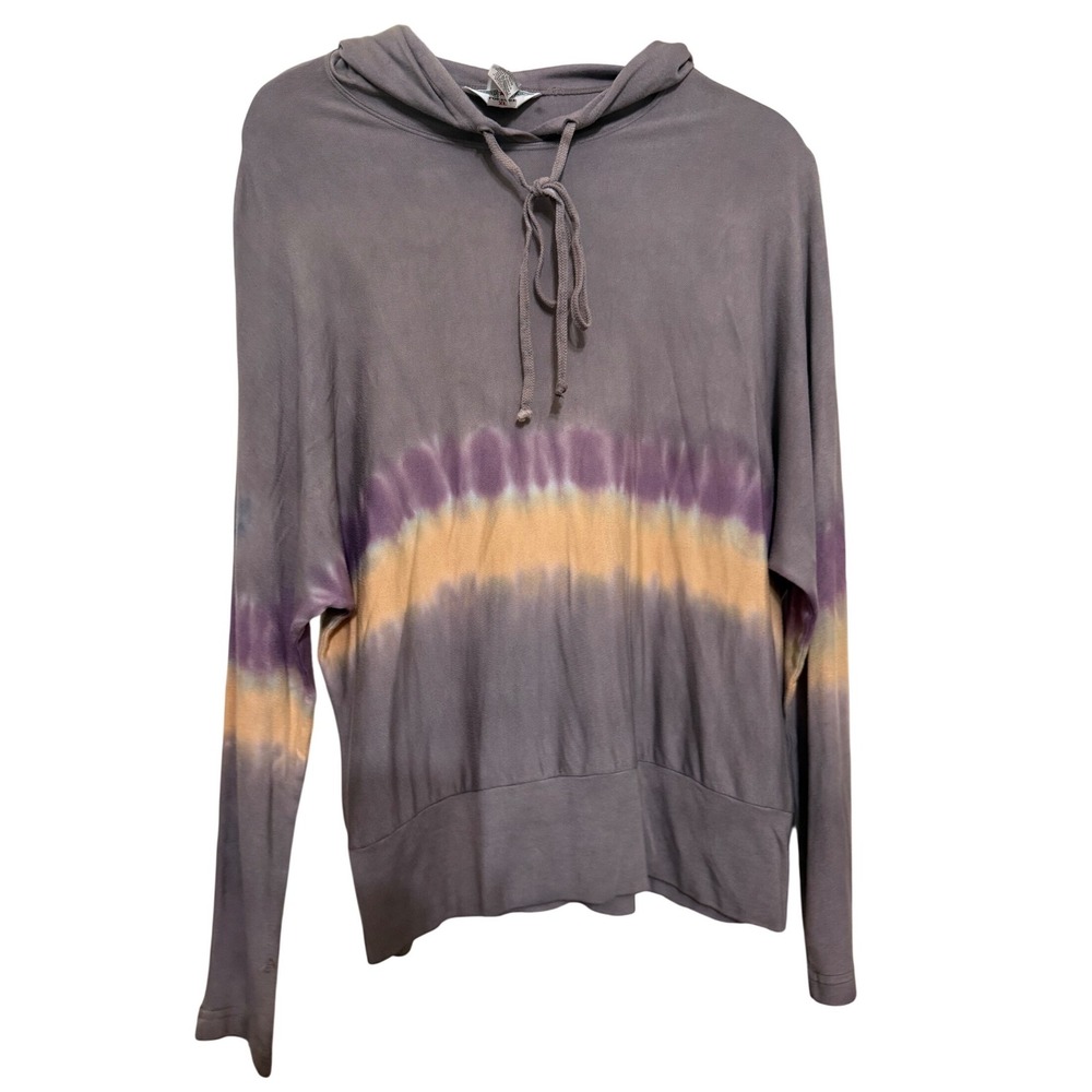 Hard Tail Forever Womens XL Tie Dye Stripe Modal Hoodie Gray Purple ROX-31